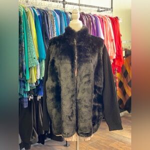 **sold not for sale*** Roaman's Black Faux Fur Teddy Jacket***sold not for sale